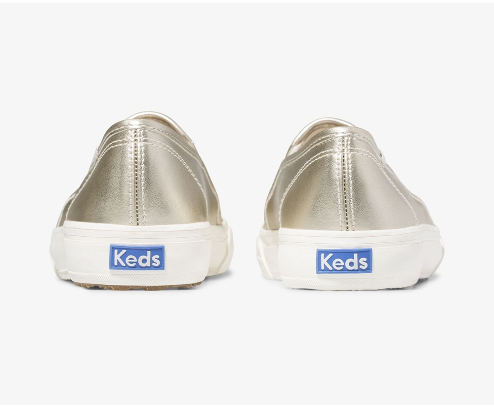 Slip Ons Keds Mujer Doradas - Double Decker Metallic - 982-XKOFDJ